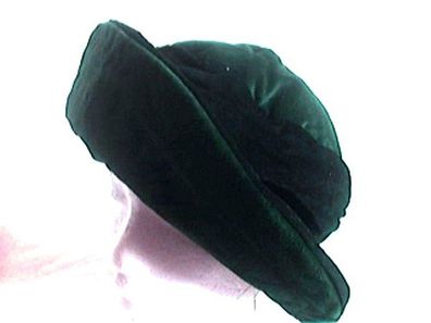 Samthut wunderbarer Hut Damenhut aufgeschlagen schwarz mit grün Baumwollsamt