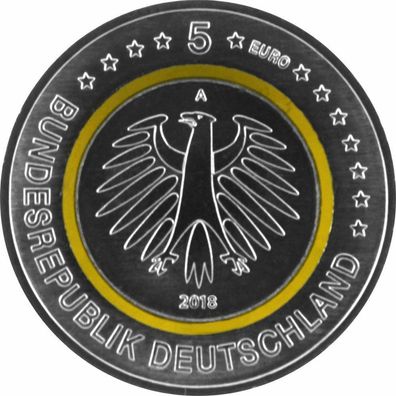 5 Euro Münze Deutschland Subtropische Zone 2018 Münze mit orangem Polymerring