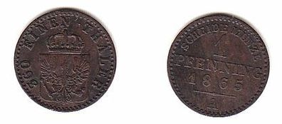 1 Pfennig Kupfer Münze Preussen 1865 A ss