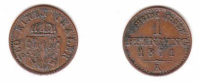 1 Pfennig Kupfer Münze Preussen 1871 A ss