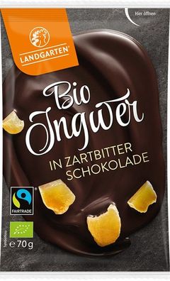 Landgarten Ingwer in Zartbitter-Schokolade Bio (70g)