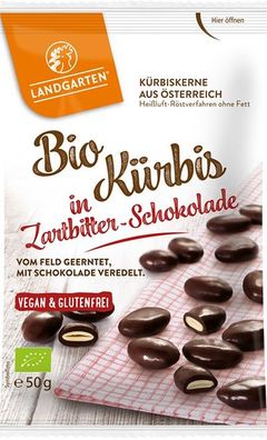 Landgarten Kürbis in Zartbitter-Schokolade Bio (50g)