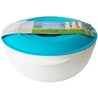 Biodora Küchenschüssel aus Biokunststoff 1 Liter mit Deckel in Cyan