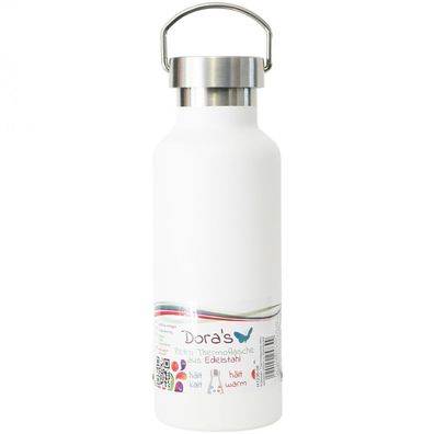 Dora´s Retro Edelstahl Thermoflasche weiß 500ml mit Stahldeckel