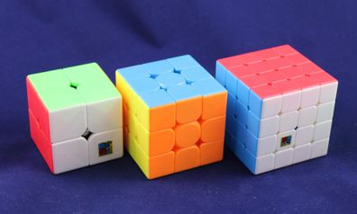 MoYu Meilong Set 2x2, 3x3, 4x4 - stickerless - Zauberwürfel Speedcube Magischer