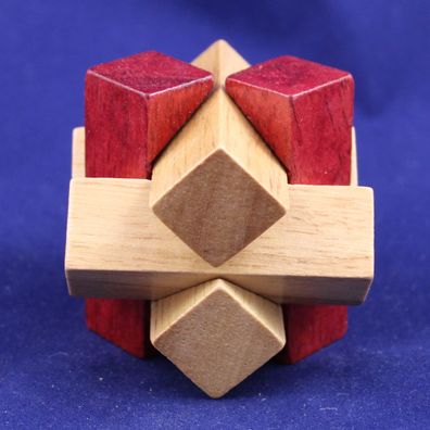 KongMing Lock - Two-tone wood knot - Gehirn 3D IQ Knobel Logik pädagogisch