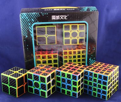 MoYu Meilong Carbon Cube 4er Set 2x2 3x3 4x4 5x5 - Zauberwürfel Speedcube Magis