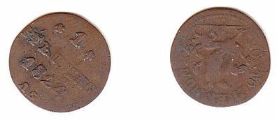 1 Pfennig Kupfer Münze Rostock 1824 A.S. s/ ss