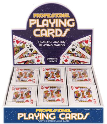 12 x Professionelle Poker Romme Spielkarten Plastik beschichtet je 52 Karten + Joker