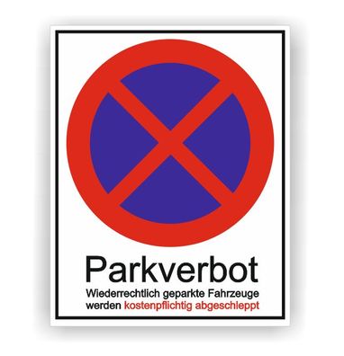 Parkplatz Aufkleber Parken Verboten Parkverbot Abziehbild (R33/7)