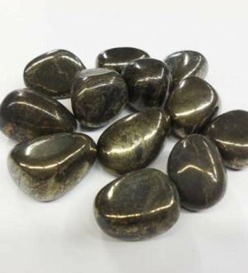 Pyrit mit Nephrit, Trommelstein, China, SP-555, verschiedene Exemplare