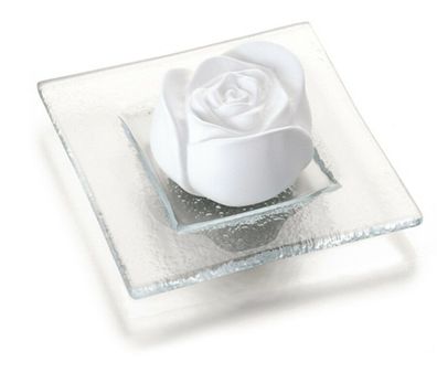 Duftstein Rosenblüte auf Glasteller, mit Glasteller, H 4,5 cm, B 10 cm