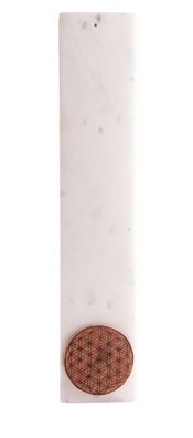 Marmorhalter lang mit Blume des Lebens aus Holz, L: 25 cm, B: 5 cm, ST-304