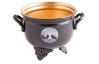 Räuchergefäß Caldron Lebensbaum Eisen mit Gusshenkel, H: 8,5cm, ø 10 cm KH-638