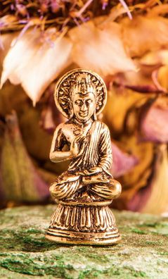 Miniaturfigur Segnender Buddha, Messing, H: 3 cm, FI-307