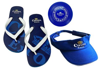 Corona Set - Flip Flop Größe 39 + Frisbee + Corona Cap / Kappe
