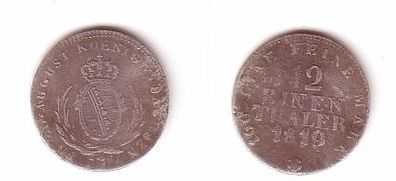 1/12 Taler Silber Münze Sachsen 1819 s
