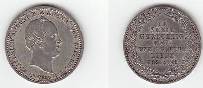 1/6 Taler Silber Münze Sachsen Auf des Königs Tod am 9. August 1854