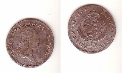 1/6 Taler Silber Münze Sachsen 1809 S.G.H.