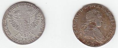 1/6 Taler Silber Münze Sachsen Friedrich August, Vikariatsprägungen 1792