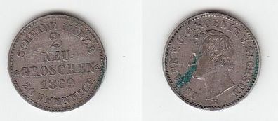 2 Neugroschen Silber Münze Sachsen 1869 B