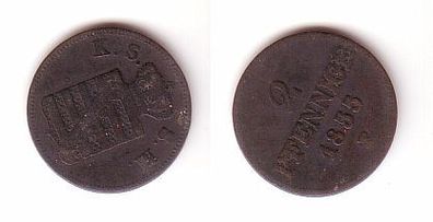 2 Pfennige Kupfer Münze Sachsen 1855 F f. ss