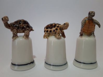 1 Porzellan Fingerhut Schildkröte, 5 cm, Fingerhüte, Schildkröten, Tiere