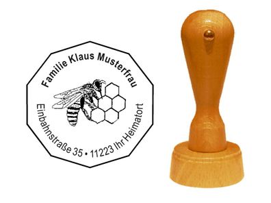 Stempel « Imker » Adressenstempel Motivstempel Holzstempel Honig Wabe