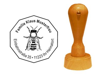 Stempel « Imker » Adressenstempel Motivstempel Holzstempel Honig Biene 01