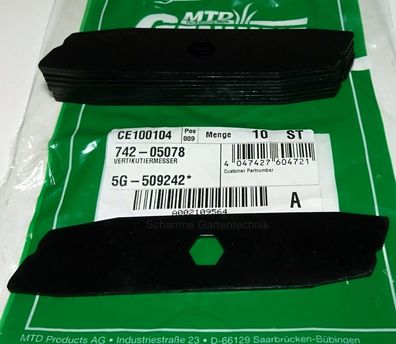 Original MTD 10 X Vertikutiermesser für Elektrovertikutierer, 742-05078