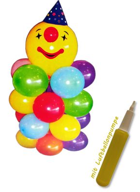 DIY Ballonfigur Clown (110cm) Ballon Deko Dekoration mit Luftballonpumpe Party