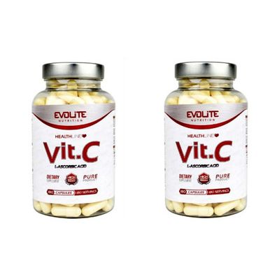 Vitamin C 500 von Evolite Nutrition 2x180 Kapseln Immunsystem Stärken + BONUS