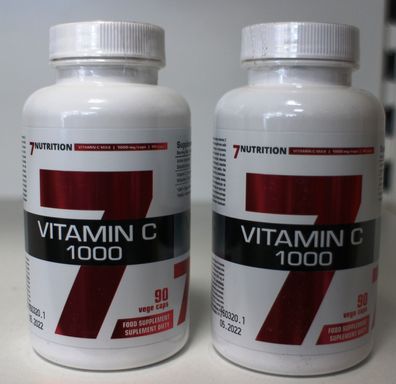 Vitamin C 1000mg von 7 Nutrition 180 x 1000mg Vegan Kapsel Immunsystem Stärken