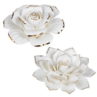 Formano Deko Tisch Blüte Rose Lotus creme gold Porzellan Hochzeit NEU