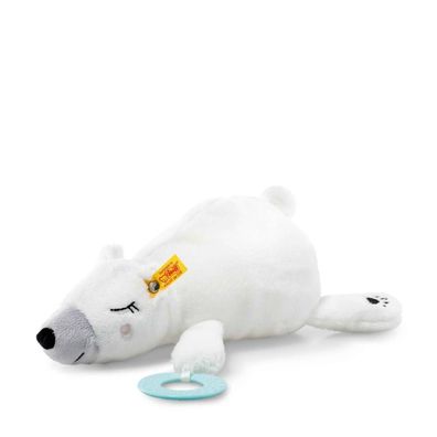 STEIFF 241246 Iggy Eisbär mit Greifring 30cm weiß Baby