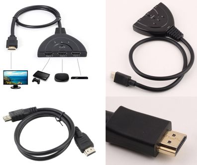 HDMI Umschalter 3in1 HDMI Umschalter Splitter 3:1 Blu-ray 3 Quellgeräten. NEU, in OVP