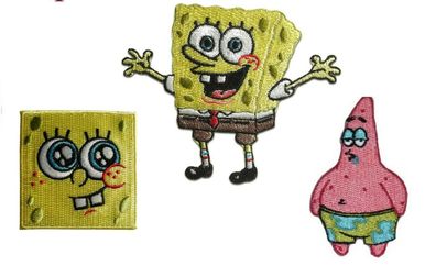 Spongebob oder Patrick Applikationen, Bügelbild, Aufnäher, Patch - Schwammkopf