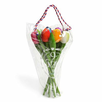 Holztulpen Tulpen 34 cm Geschenk 9er Strauß Wood Tulip Deko Geschenk zum Geburtstag