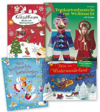 4-tlg. Malbuch Bastelbuch 4-6 Jahre Weihnachten Advent Basteln Malen Lernen NEU!