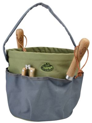 Esschert Design Werkzeugtasche Gartengerätetasche Garten Tasche rund grau grün