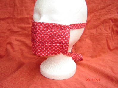 Mund-Nasen-Maske Alltagsmaske Mundbedeckung Dirndlstoff rot mit Bändchen Baumwolle p