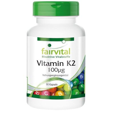 Vitamin K2 100µg 90 Kapseln natürliches Menaquinon MK7 - fairvital