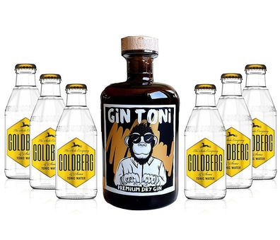 Gin Tonic Set - Gin Toni Premium Dry Gin 0,5l (41% Vol) + 6x Goldberg Tonic Wat