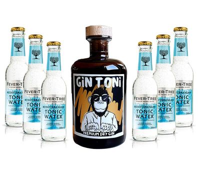 Gin Tonic Set - Gin Toni Premium Dry Gin 0,5l (41% Vol) + 6x Fever-Tree Mediter