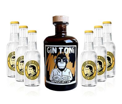 Gin Tonic Set - Gin Toni Premium Dry Gin 0,5l (41% Vol) + 6x Thomas Henry Tonic