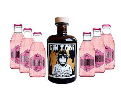 Gin Tonic Set - Gin Toni Premium Dry Gin 0,5l (41% Vol) + 6x Goldberg Hibiscus