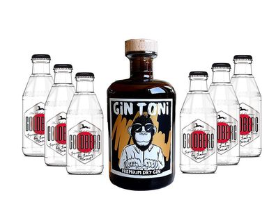 Gin Tonic Set - Gin Toni Premium Dry Gin 0,5l (41% Vol) + 6x Goldberg Japanese