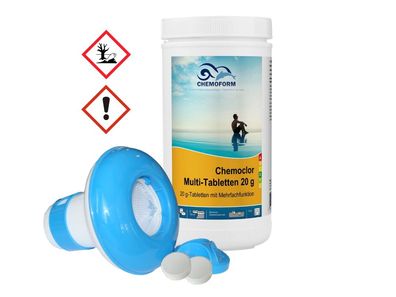 Chemoform Set 20g Mini Multi Chlor Tabletten 1kg + Dosierschwimmer Wasserpflege
