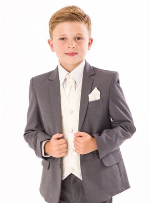 Jungen Anzug 5-teilig Eleganter Slim Fit Kinderanzug grau