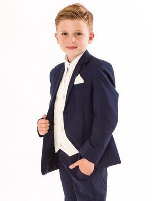 Festlicher Jungen Anzug 5-teilig Eleganter Slim Fit Kinderanzug blau